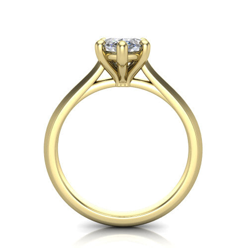Gianna marquise classic solitaire engagement ring in 18K Yellow Gold, through-finger front profile showing the marquise center raised above the knife-edge band