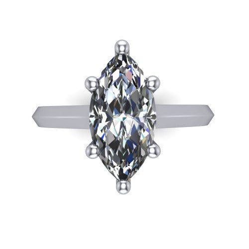 Gianna marquise classic solitaire engagement ring in 14K White Gold, top-down view showing the four-prong marquise solitaire center and the knife-edge band