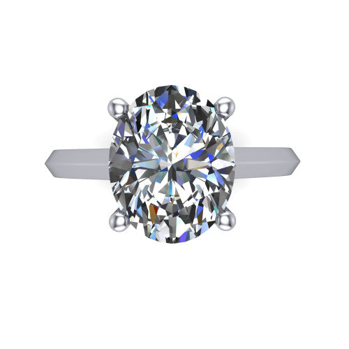 Gianna oval classic solitaire engagement ring in Platinum, top-down view showing the four-prong oval solitaire center and the knife-edge band