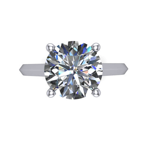 Gianna round classic solitaire engagement ring in 18K White Gold, top-down view showing the four-prong round solitaire center and the knife-edge band
