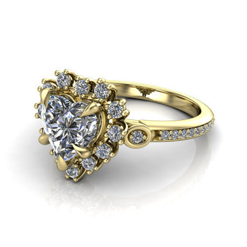 Victoria Heart Shape Halo Engagement Ring in 14K Yellow Gold