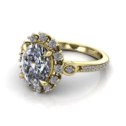 Victoria Oval Shape Halo Engagement Ring in 14K Yellow Gold