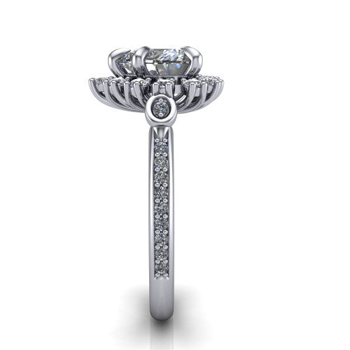 Victoria Heart Shape Halo Engagement Ring in 14K White Gold