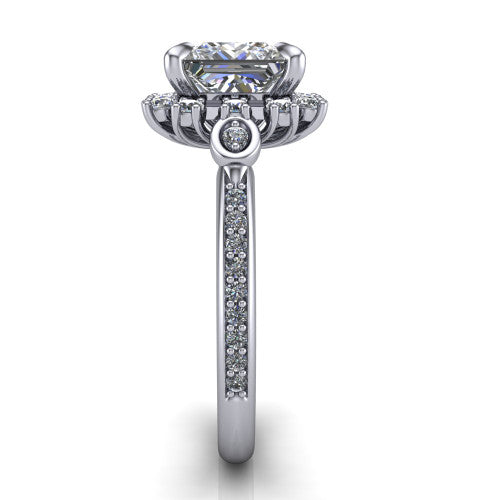 Victoria Princess Shape Halo Engagement Ring in Platinum