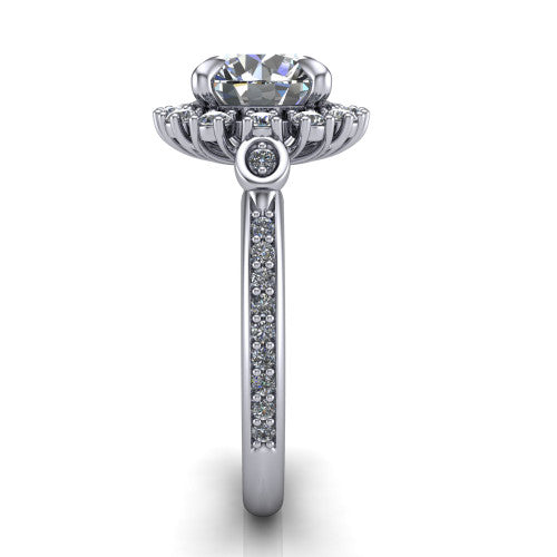 Victoria Round Shape Halo Engagement Ring in Platinum