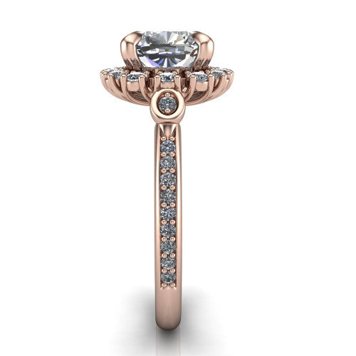 Victoria Cushion Shape Halo Engagement Ring in 14K Rose Gold