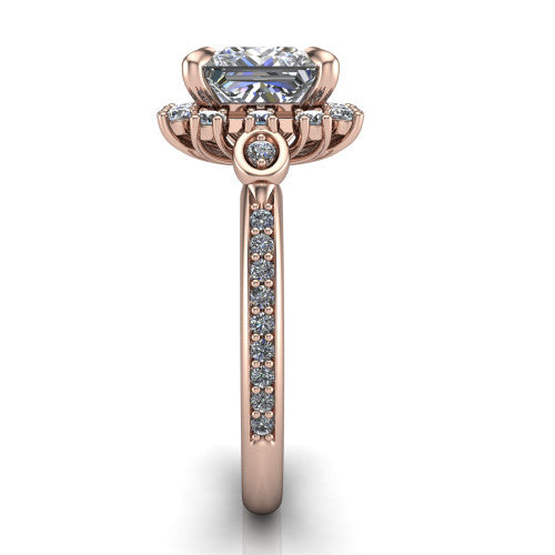 Victoria Princess Shape Halo Engagement Ring in 14K Rose Gold