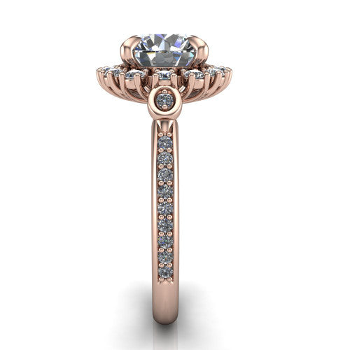 Victoria Round Shape Halo Engagement Ring in 18K Rose Gold