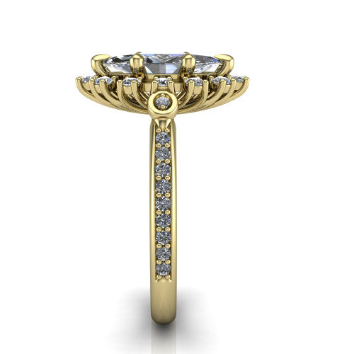 Victoria Marquise Shape Halo Engagement Ring in 14K Yellow Gold