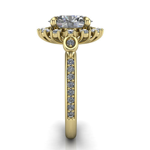 Victoria Oval Shape Halo Engagement Ring in 14K Yellow Gold