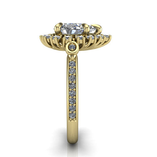 Victoria Pear Shape Halo Engagement Ring in 18K Yellow Gold
