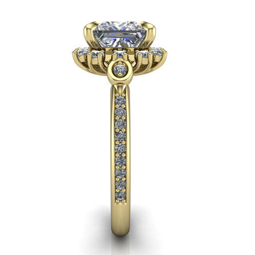Victoria Princess Shape Halo Engagement Ring in 18K Yellow Gold