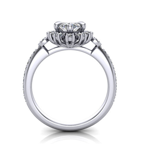 Victoria Marquise Shape Halo Engagement Ring in 14K White Gold
