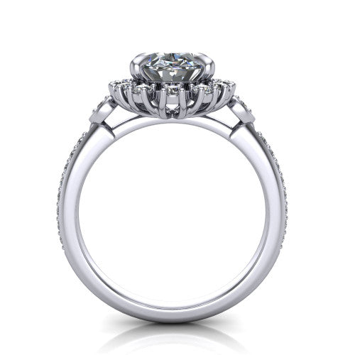 Victoria Oval Shape Halo Engagement Ring in Platinum