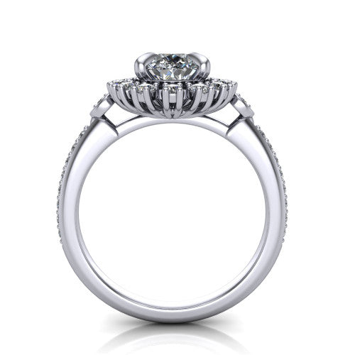 Victoria Pear Shape Halo Engagement Ring in 18K White Gold