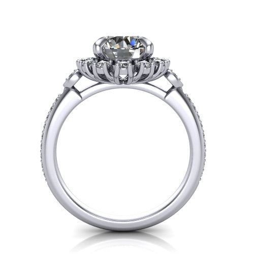 Victoria Round Shape Halo Engagement Ring in Platinum