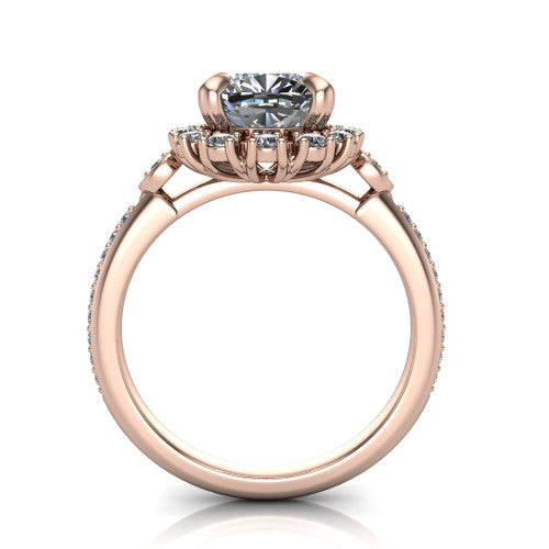 Victoria Cushion Shape Halo Engagement Ring in 14K Rose Gold