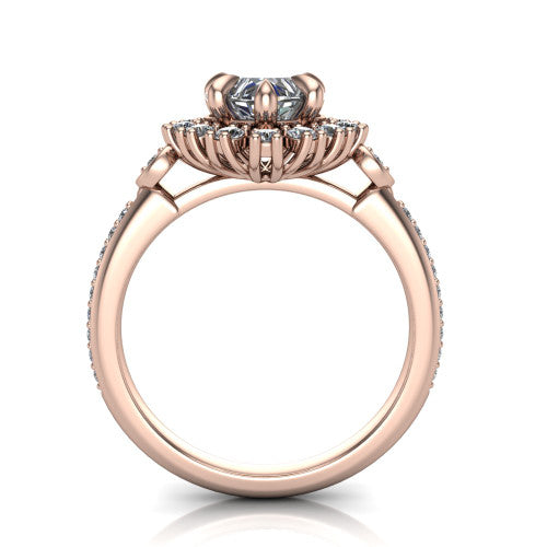 Victoria Heart Shape Halo Engagement Ring in 18K Rose Gold