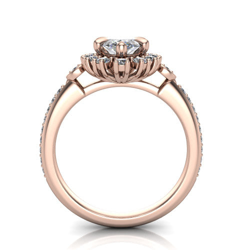 Victoria Marquise Shape Halo Engagement Ring in 18K Rose Gold