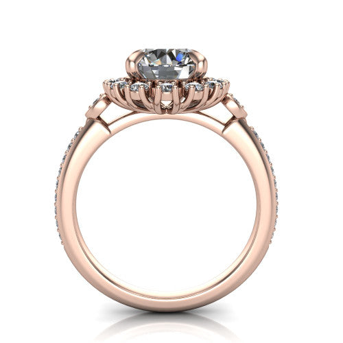 Victoria Round Shape Halo Engagement Ring in 14K Rose Gold