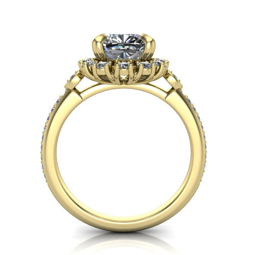 Victoria Cushion Shape Halo Engagement Ring in 14K Yellow Gold