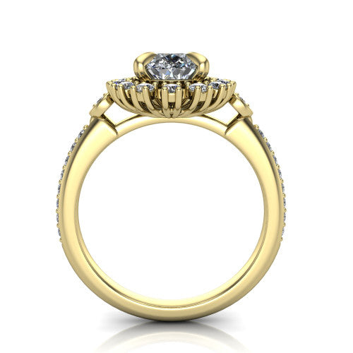 Victoria Pear Shape Halo Engagement Ring in 14K Yellow Gold