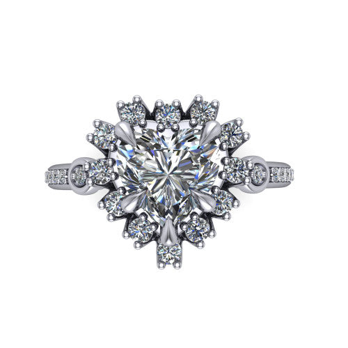 Victoria Heart Shape Halo Engagement Ring in Platinum