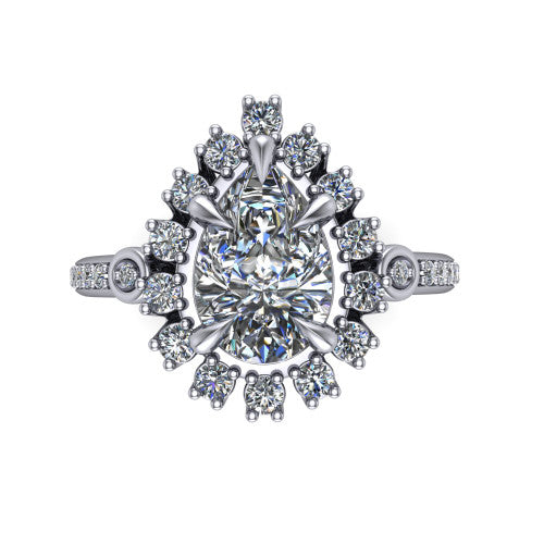 Victoria Pear Shape Halo Engagement Ring in Platinum