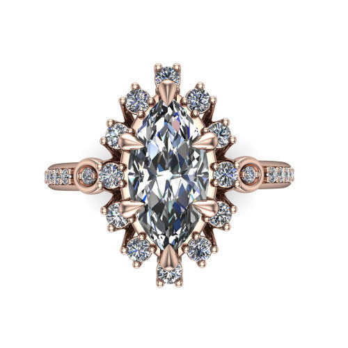 Victoria Marquise Shape Halo Engagement Ring in 14K Rose Gold