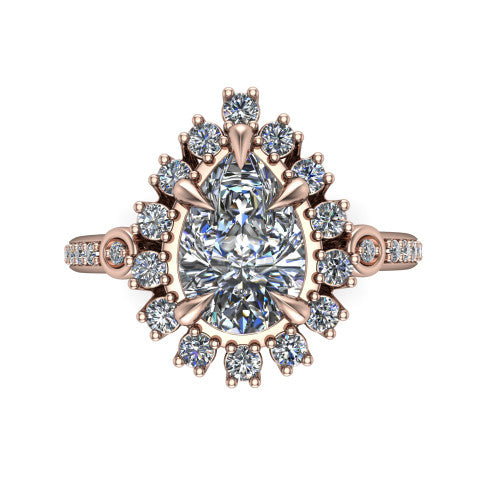 Victoria Pear Shape Halo Engagement Ring in 18K Rose Gold