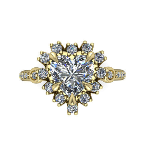 Victoria Heart Shape Halo Engagement Ring in 18K Yellow Gold
