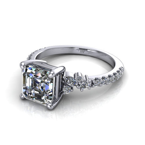 Willow Square Emerald Shape Classic Engagement Ring in Platinum