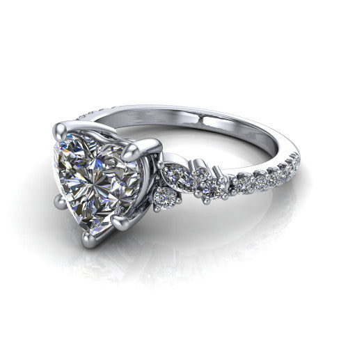 Willow Heart Shape Classic Engagement Ring in Platinum