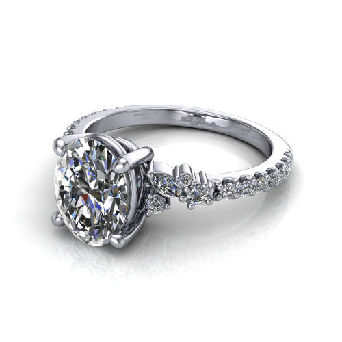 Willow Oval Shape Classic Engagement Ring in Platinum