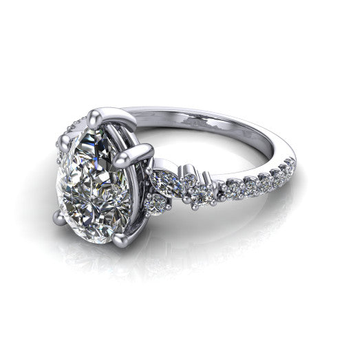 Willow Pear Shape Classic Engagement Ring in 14K White Gold