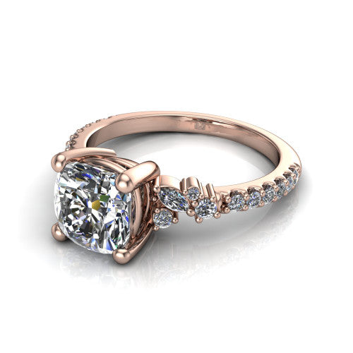 Willow Cushion Shape Classic Engagement Ring in 18K Rose Gold