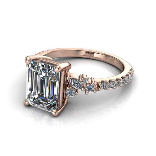 Willow Emerald Shape Classic Engagement Ring in 18K Rose Gold