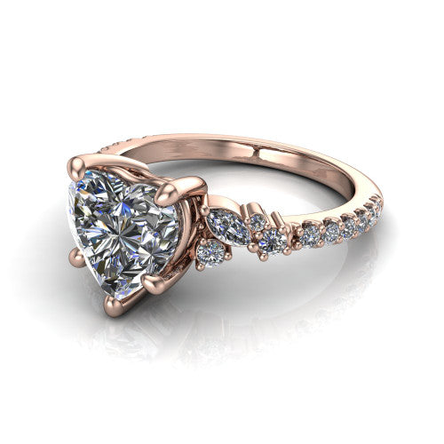 Willow Heart Shape Classic Engagement Ring in 14K Rose Gold