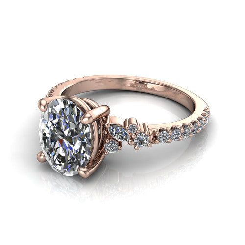 Willow Oval Shape Classic Engagement Ring in 18K Rose Gold