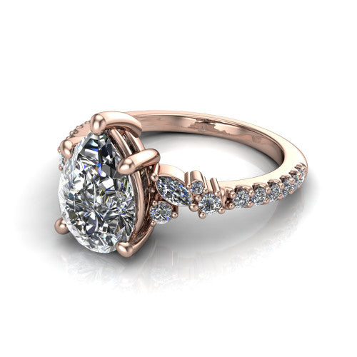 Willow Pear Shape Classic Engagement Ring in 14K Rose Gold