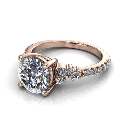 Willow Round Shape Classic Engagement Ring in 18K Rose Gold