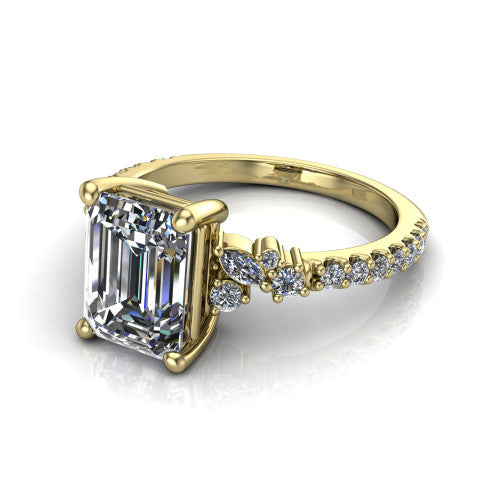 Willow Emerald Shape Classic Engagement Ring in 18K Yellow Gold