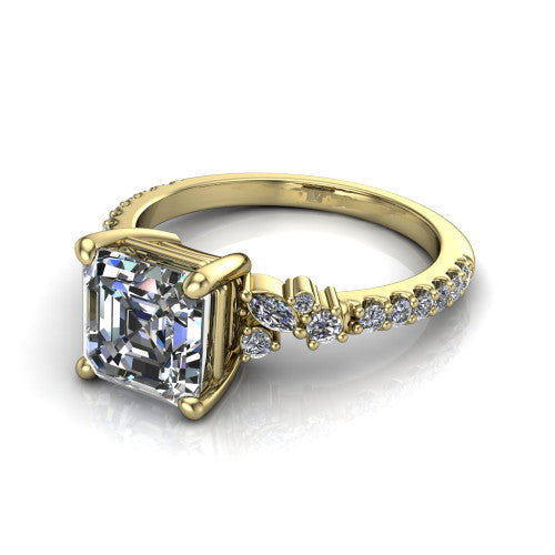 Willow Square Emerald Shape Classic Engagement Ring in 14K Yellow Gold