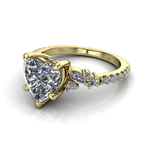 Willow Heart Shape Classic Engagement Ring in 14K Yellow Gold