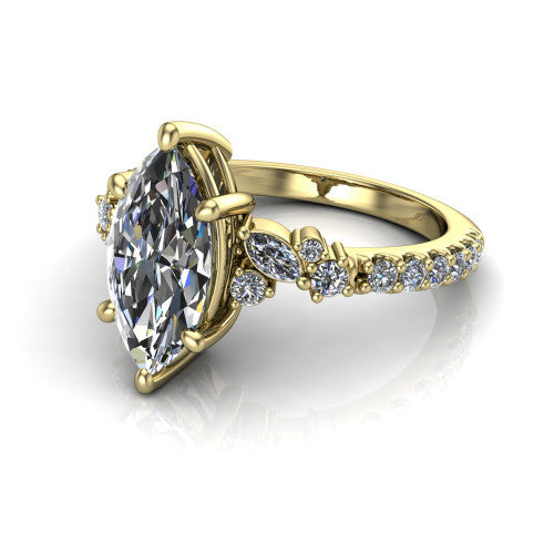 Willow Marquise Shape Classic Engagement Ring in 14K Yellow Gold