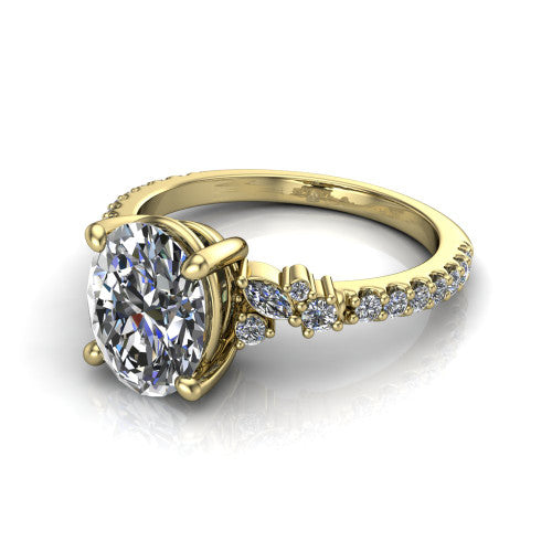 Willow Oval Shape Classic Engagement Ring in 14K Yellow Gold