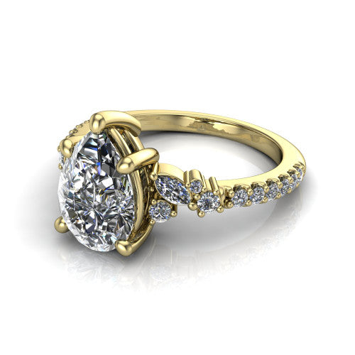 Willow Pear Shape Classic Engagement Ring in 14K Yellow Gold