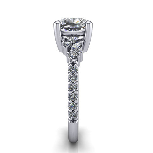 Willow Cushion Shape Classic Engagement Ring in Platinum