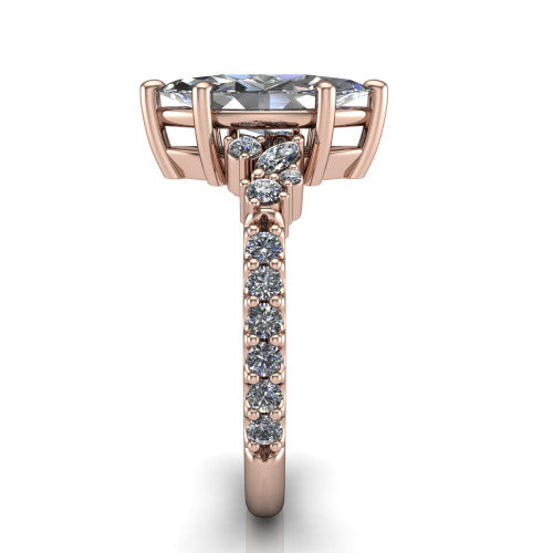 Willow Marquise Shape Classic Engagement Ring in 14K Rose Gold
