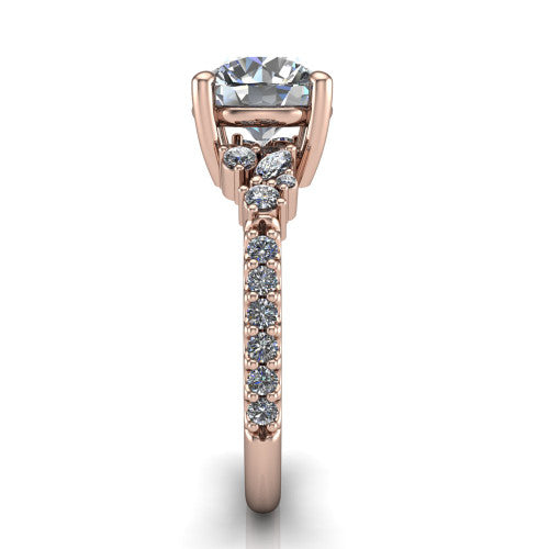 Willow Round Shape Classic Engagement Ring in 14K Rose Gold